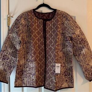 J. Jill NWT Purple and Cream Patterned Blazer